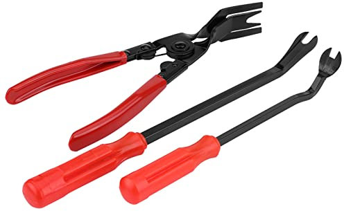 POTRUWE 3-teiliges Auto-Clip-Zangen-Set und Befestigungsentferner, Auto-Nieten-Entfernung, Hebelwerkzeug, Reparaturset, Autotürverkleidung