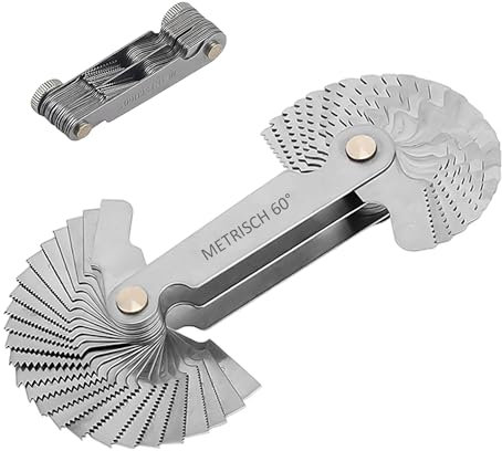1 Piece Thread Gauge, Thread Document Measurement, Metric Measuring Tools, Precision Measuring Gauges, Stainless Steel Scroll Handle Thread Measurement, Metric 60 Degrees, Imperial 55 Degrees