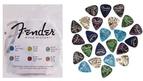 Fender 80/20 Bronze-Akustiksaiten & Fender 351 Shape Premium Celluloid Picks 24 Count