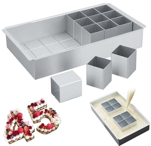 Puedno Backform Zahlen Groß Verstellbar Aluminium Backformen Antihaft Zahlenbackform Buchstaben Zahlen Backform Kuchenform für Number Cake DIY Backen