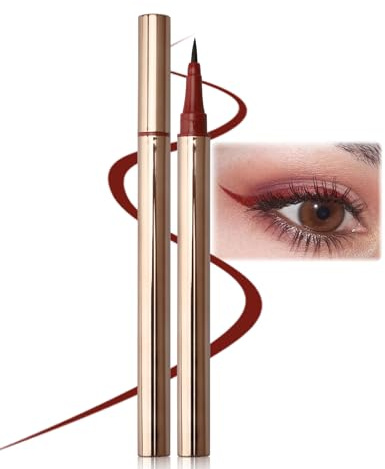 Erinde - Delineador de ojos líquido rojo de alta precisión, delineador líquido rojo mate, lápiz de ojos profesional impermeable de alta pigmentación, larga duración, secado rápido, maquillaje de ojos