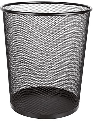ASelected Großer Metall-Mülleimer für Schlafzimmer, Badezimmer, Büro, Zuhause, Küche, 30 L, schwarz, rund, groß