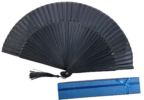 YENVWG Großer Faltfächer für Festival, Vintage, Seide, Handfächer, Damen, Herren, chinesisch, japanisch, faltbar, 2 Stück