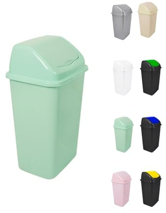 Jardin202 - Cubo de Basura con Tapadera Basculante - 30/50 Litros - Ideal para Hogar y Oficina | 30 L (Verde)