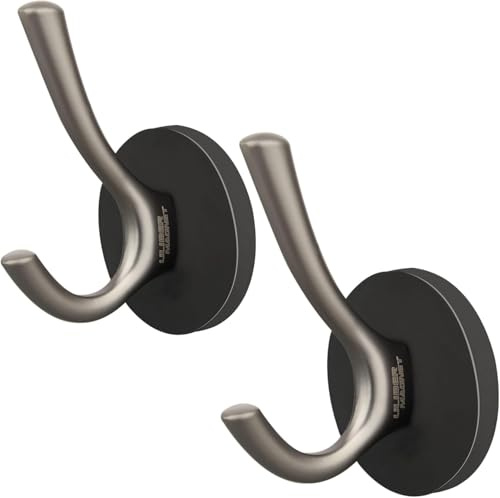 ULIBERMAGNET Starke magnetische Doppelhaken, 2-Pack Heavy Duty Robuste Mantel Magnetische Haken, Gummimagnete Große Haken für Mantel Robe Handtuch Schlüsselhut (Farbe)