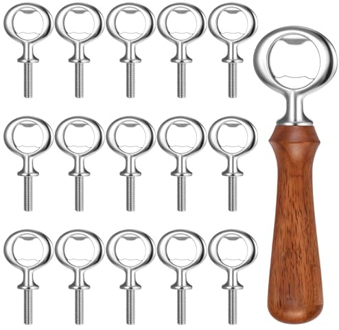 15 PCS Metal Bottle Opener Kit Bulk Stainless Blank Bottle Openers Inserts Hardware for Valentine's Day Wedding Wine Party DIY Project Craft Wood Turning