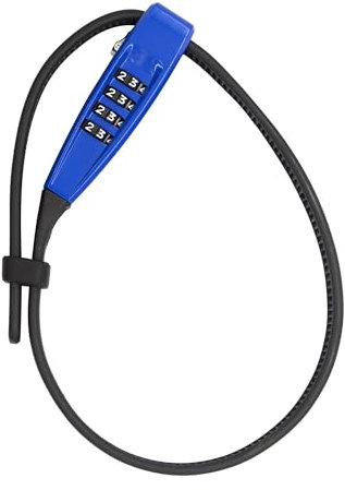 YOBBOM 4-Digit Combination Zip Tie Lock -Stainless Steel Cable Bike Lock with resettable Combination secures Helmets, skis, Strollers, Luggage, Kitchen cabinets, French Doors and More (Blue)