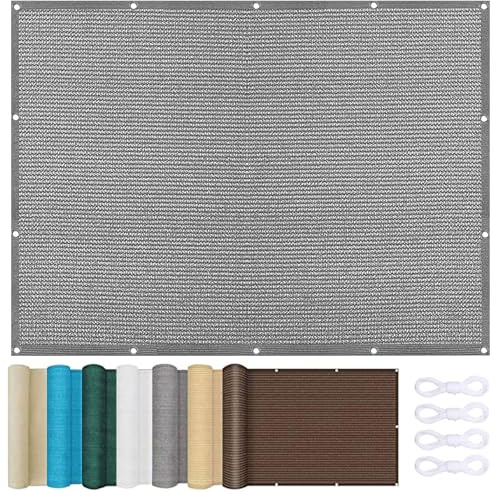 Balkon Sichtschutz mit Ösen 85 x 450 cm Blickdichte Privatsphäre, Uv-Schutz Balkonsichtschutz Reißfest, mit Kordel, Kabelbinder für Garten Balkon Terrasse, Grau