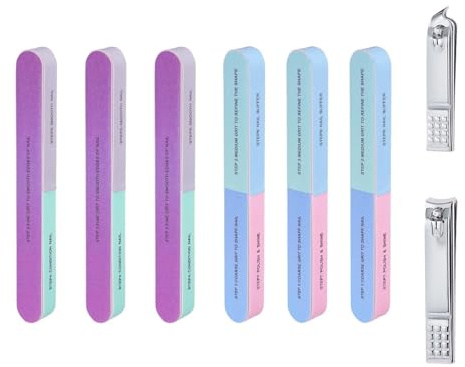 LINTRA 6 Stück Nagelfeile Polierfeile, 18 cm Nagel Polierfeile, Multifunktions Polierfeile Fingernägel, Nagelfeile Set mit Nagelknipser für Nagelstudios Haushalt Schönheitssalons