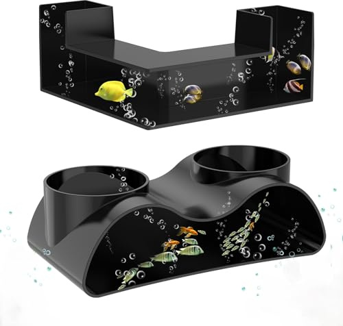 TNTGMG Fischtunnel, 2 Größen Aquarium Unterirdische Tunnel Fischhöhlen, 17,6/12,5 cm Kunststoff Garnelen verstecken Aquarium Tunnel mit 2 Eingängen, Höhle Versteck 360° Viewing