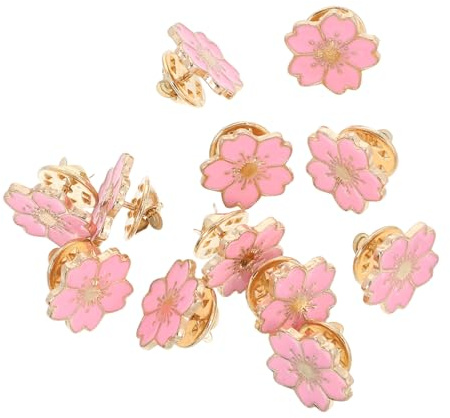 12 PièCes Broches Femme ÉMail Pins Motif Fleur Rose Pour VêTements Sacs Accessoires Style Jeune Fille