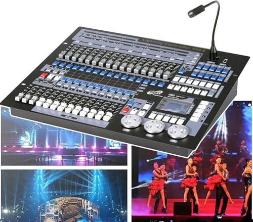 Controlador De DJ 1024 DMX 512, Controlador De Luces DJ, Pantalla LCD, Control Máximo (96), Autoprogramación, Modo De Voz, Interfaz Sencilla, Para Principiantes, Espectáculos De Luces, Fiestas,Black