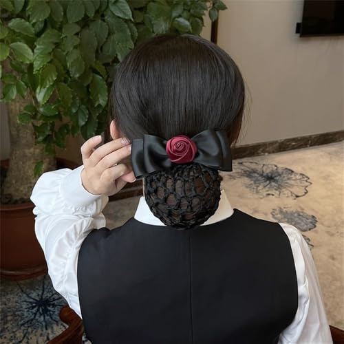 Damen-Haarnetz mit Schleife Weibliche Haarnetz-Kopfbedeckung(Red,Style 1)