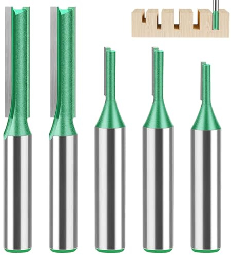 YUPZAR Fräser für Oberfräse Set, Nutfräser 8mm Schaft, 5 Stück, 3mm 4mm 5mm 6mm 7mm Nutenfräser Holzfräse Oberfräse Zubehör Fräsbohrer Bohrfräser für Holz Schneiden Nutfräsen
