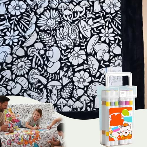 Gör-det-själv Målarfilt, Inkluderar 24-färgsmarkörer, Creative Personalized Cozy Soft Fleece, Tvättbar, Lämplig För Familjer, Förbättrar Barns Diy-färdigheter I