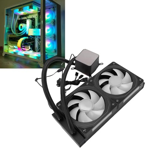 Sxhlseller Raffreddatore a Liquido per CPU ARGB, Dissipatore a Liquido per CPU AIO da 240 Mm con Schermo LCD da 2,2 Pollici, Parti di Computer con Raffreddamento Ad Acqua a Circuito Chiuso (BLACK)
