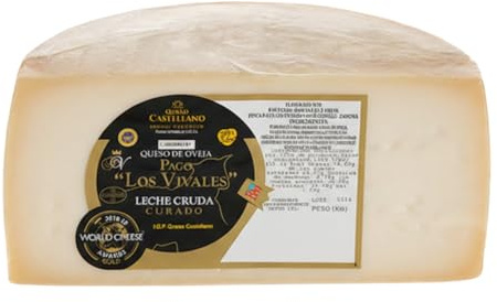 Queso de Oveja Curado Leche Cruda Pago Los Vivales 1/2 Pieza de 1,5 kg | Queso artesano castellano de Zamora, curación 6-8 meses sabor intenso. Medalla Oro World Cheese Awards. Ideal tabla y regalo