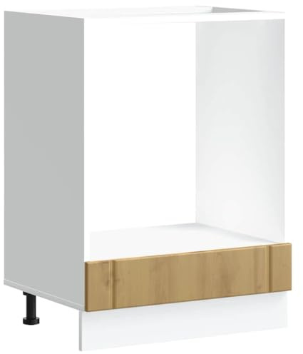 QJBSAVVA Armoire de Four Lucca, Meuble de Cuisine pour Four Encastrable et Micro-Ondes en Bois d'Ingénierie Coloris Chêne Artisanal, avec Pieds Réglables, 60 x 46 x 81,5 cm