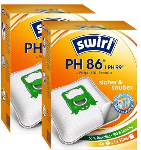 8 Original SWIRL PH86 Staubsaugerbeutel für AEG & Electrolux Ultra Silencer Serie - AUS…
