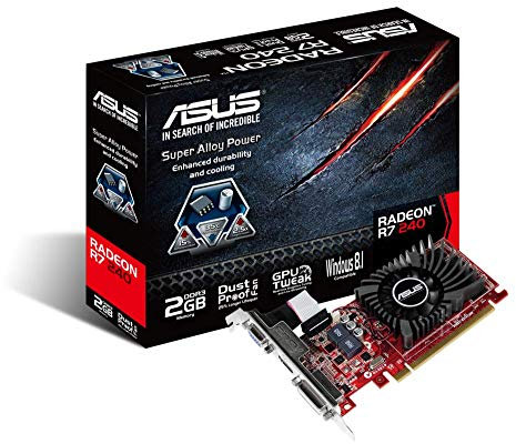 ASUS AMD Radeon R7 240 2 GB DDR3 Graphics Card (PCI Express 3.0, HDMI, DVI-D, 128-Bit, Dust-Proof Fan, GPU Tweak Utility)