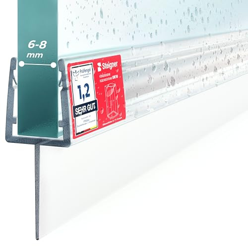 STEIGNER Joint porte de douche 180 cm UK10 (1 pc.) - Joint vertical pour douche à accès d'angle ou pentagonale avec porte 6-8 mm - Couleur : transparent - Étanchéité, Design discret, Matériau flexible