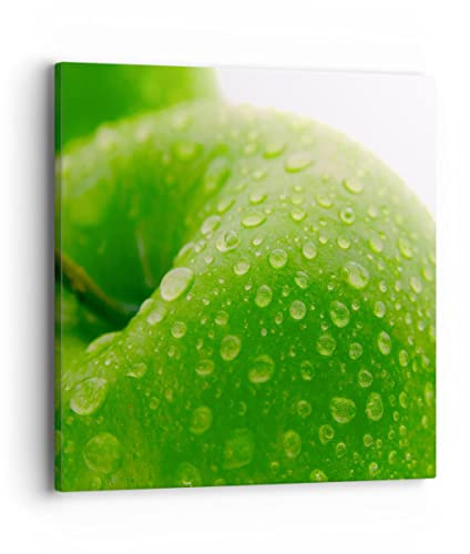 Bilder auf Leinwand 40x40cm Leinwandbild Apfel Obst Vitamin Gesundheit Klein Wanddeko Bild Schlafzimmer Küche Deko Wandbilder Dekoration Wohnzimmer Wall Decor Canvas Wand Kunstdruck Art AC40x40-1335