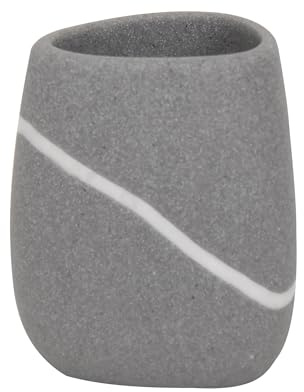 MSV Zahnputzbecher Zahnbürstenhalter Zen 8x8x13 cm Steinoptik - Grau