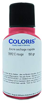 Coloris Flacon d'encre rouge 7092C à séchage rapide pour tampons encreurs à encrage automatique - 50 ml