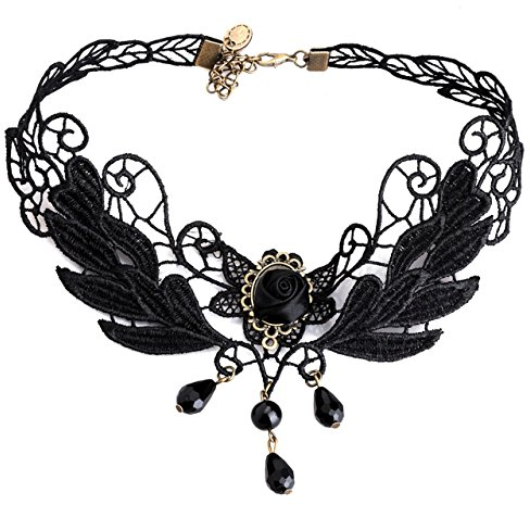 Jovivi Gotik Schmuck Damen Kette Acryl Spitze Lace Kragen Vintage Halskette