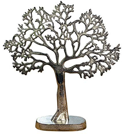 Schmuckbaum Schmuckständer Schmuckhalter Lebensbaum Dekobaum Aluminium Metall Silber - Schmuck Baum für Ringe, Ketten und Armbänder - 43 cm