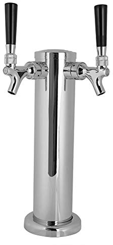Stainless Steel Beer Tower Double-Headed Tap Faucet Draft Beer Tower for House Bar Picnics Parties Easy Installation Beer Faucet Connect with Beer, Juice, Soda Tank