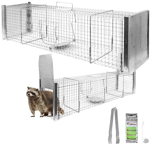 Petigi Piège à Animaux Humaine Animal Vivant Piège Cage 120 x 31 x 29 cm Chat Renard Castor Raton Laveur