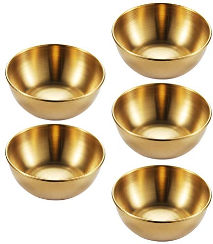UPKOCH Lot de 5 coupelles rondes en acier inoxydable doré - Pour sauce soja, sauce soja, épices, fruits