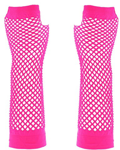 Mytoptrendz® Ladies Girls Gloves Fingerless Lace Fishnet Dance and Fashion (Pink hot)