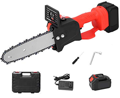 YZJJ Mini Chainsaw Cordless Power Chain Saws, 8-Inch Portable 21V Battery Chainsaw, One-Hand Operated Electric Saw for Courtyard Tree Branch Wood Cutting