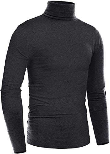 Timuspo herr polotröja tröja långärmad tröja finstickad tröja fritid smal passform basic herr sweatshirt, djupgrå, XXL
