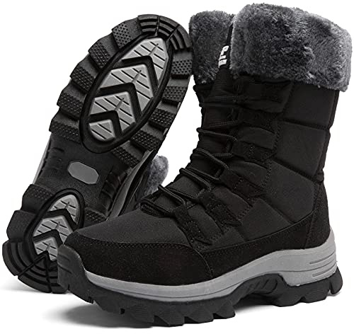 ziitop Womens Winter Snow Boots Waterproof Fur Lined Warm Winter Boots for Women Lace up Mid Calf Outdoor Anti-Slip Shoes for Walking