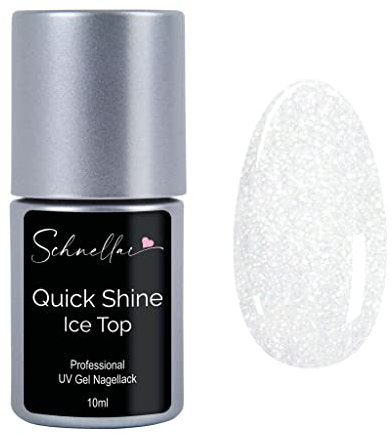 SN Nageldesign Quick Shine Ice Glitzer Top Coat Gel UV Nagellack Versiegelungsgel ohne Schwitzschicht LED Gellack Überlack Gel Polish Flex Finish Gelnägel Acrylnägel 10 ml