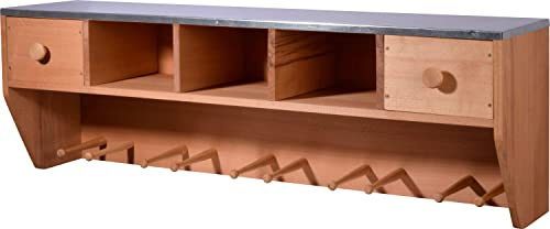 dobar 29145FSCe - Tavolo da giardinaggio XXL per il montaggio a parete, con piano di lavoro e cassetti zincati, resistente alle intemperie, 118 x 26 x 38 cm