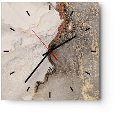 ARTTOR Orologio da Parete in Vetro Pietra sabbia astrazione 30x30cm Piccolo Moderno Orologio da Muro Per Casa Cucina Soggiorno Silenzioso Wall Clock Decorazione Orologio da Appendere - C3AC30x30-4778