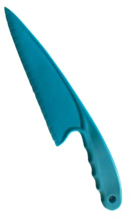 HomeElabador Kids Kitchen Cutting Tools Plastic Chef Children Cutlery Serrated Cutting Edges for Fruit Vegetables, Cakes, and Bread (Blue)