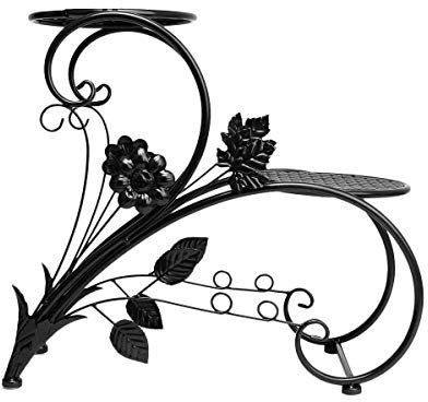 FLBT Pflanzenständer, moderner Blumentopfhalter, Pflanzen-Blumentopfständer, Eisen, Schwarz, Hausgarten, Terrasse, Dekoration, Blumenständer, Bonsai-Halter, perfekte Dekoration