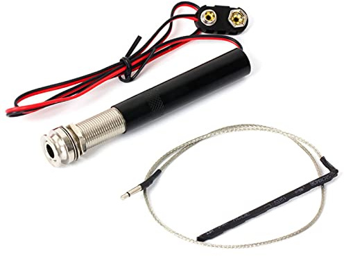 MOUDOAUER Gitarre Endpin Jack Preamp Active Piezo Pickup Kit für Akustikgitarren, Schwarz, Festkörper, 6,35 mm Klinke, Gitarre Pickup Kit, Gitarren-Zubehör, Gitarrenvorverstärker