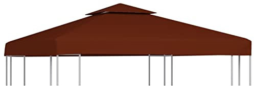 BULANED Pavillon-Dachplane mit Kaminabzug, Ersatzdach Pavillon, Dach Für Pavillon, Pavillondach, 310 g/m² 3x3 m Terrakotta