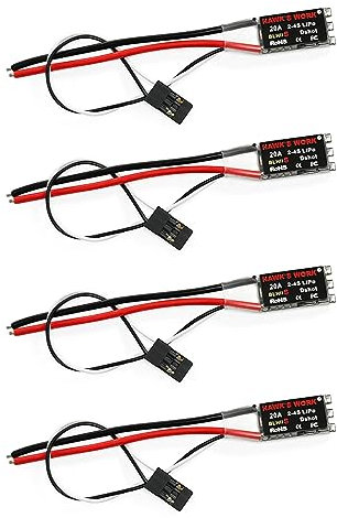 HAWK'S WORK Bürstenloser Regler, 4 Stück Superleichter und Kleiner 20A Elektrischer Drehzahlregler für Mehrmotorige Drohne RC-Flugzeug (Original)