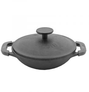 BIOL Sartén para servir 22 cm de hierro fundido esmaltado wok sartén sartén sartén para servir fajitas, barbacoas, tortillas, tapas y postres