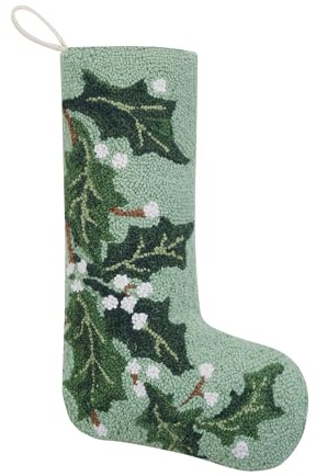 Peking Handicraft Stockings Green Holly, 20-inch Height, Wool, Home, Indoor
