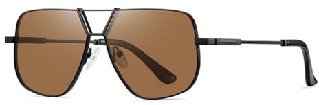 HHXWAN 2024 Männer Doppelstrahl Polarisierte Sonnenbrille UV400 Schatten Sonnenbrille Männlich Metall Brillengestell Im Freien Fahrrad Pilot Fahrbrillen,Schwarzbraun,g