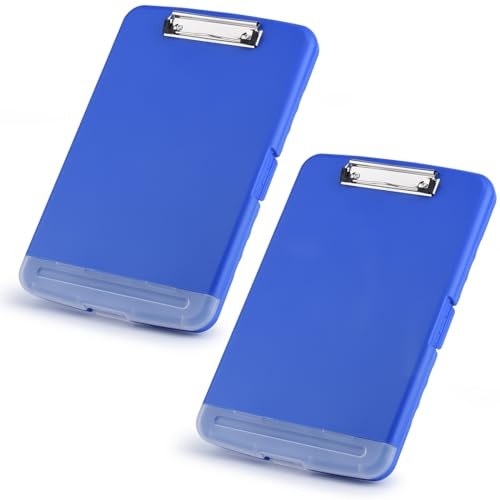 ZCZN 2PCS Porte-Bloc A4 en Plastique - Conférence Plastique Support De Papier Clip Rangement - Compartiment Séparé pour Stylos, Idéal pour l'école, le Bureau Industriel, le Personnel Médical - Bleu