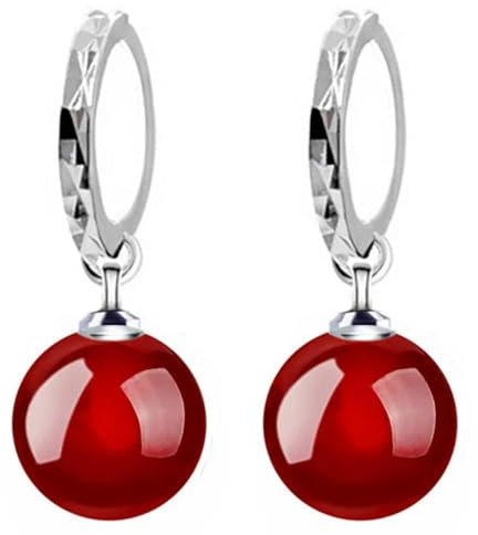 Ohrringe Ohrstecker Ohrclip Damen Frauen S925 Hoop Ohrringe Mode Accessoires Rot, Schwarz, Damen-Float-Ohrring, Rot, 8 Mm